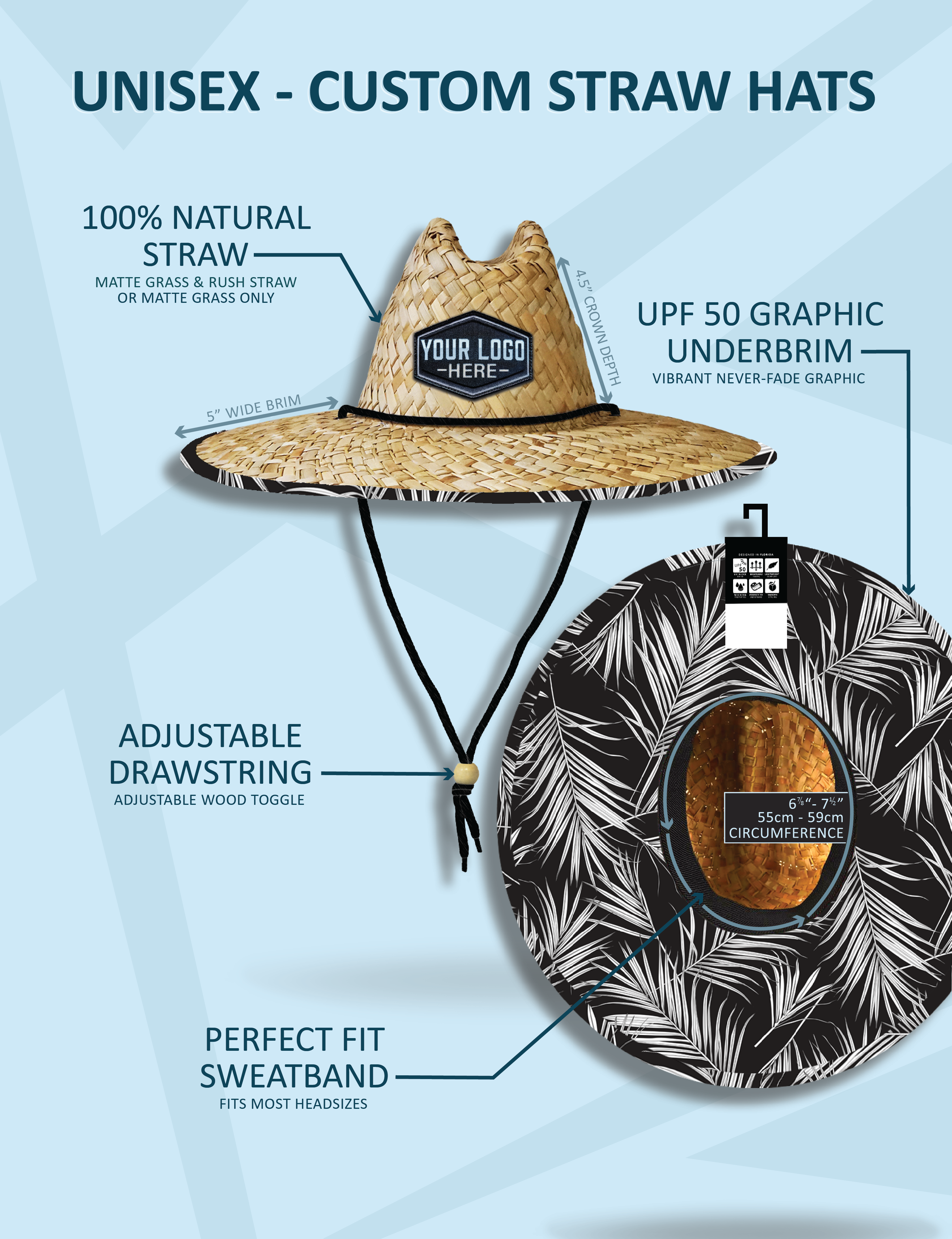 Unisex Custom Straw Hat – Slant Six Custom